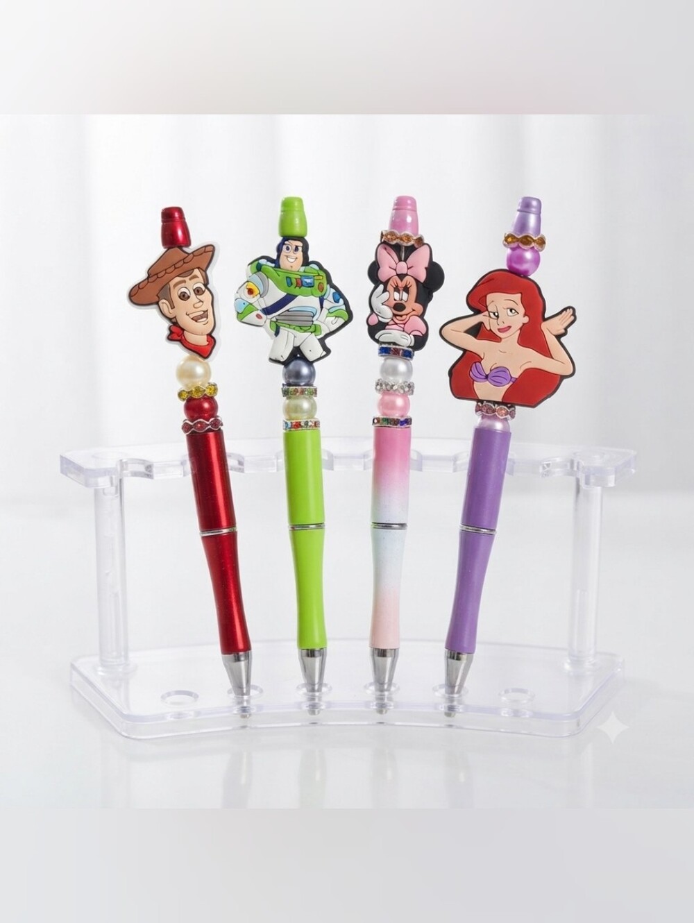 Character Topper Ballpoint Pens - Red, Lime, Pink, Purple- Set Of 4 - Picture 4 of 5